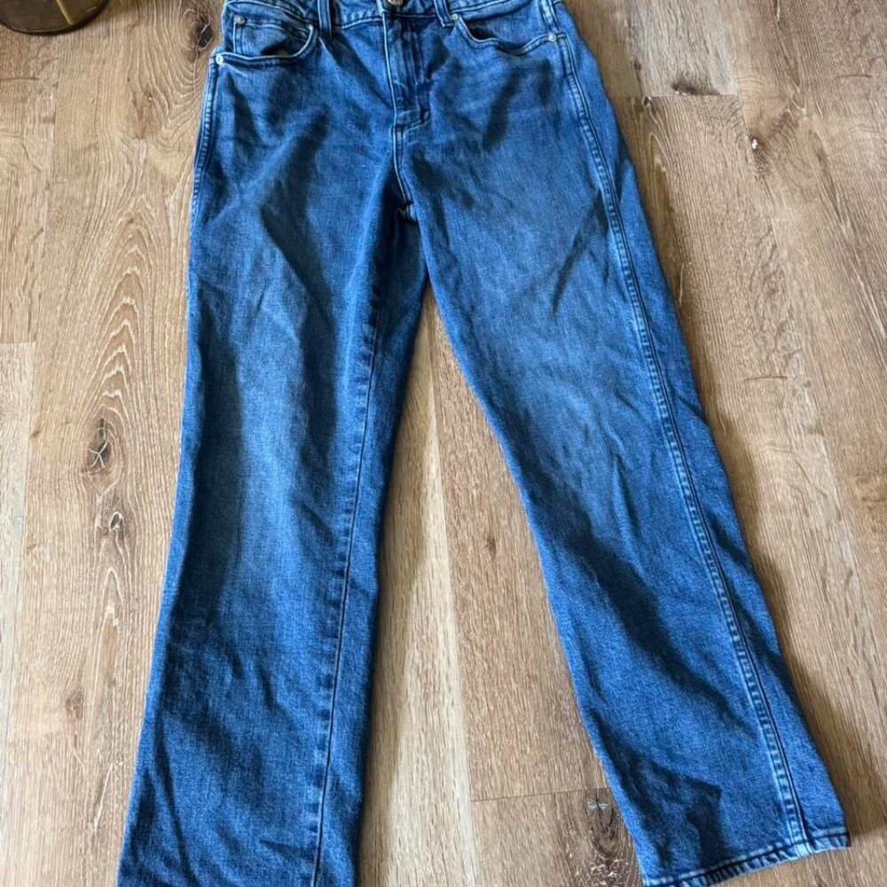 AMO High Rise Chloe Crop Straight Leg Blue Denim Jeans Women’s Size 28